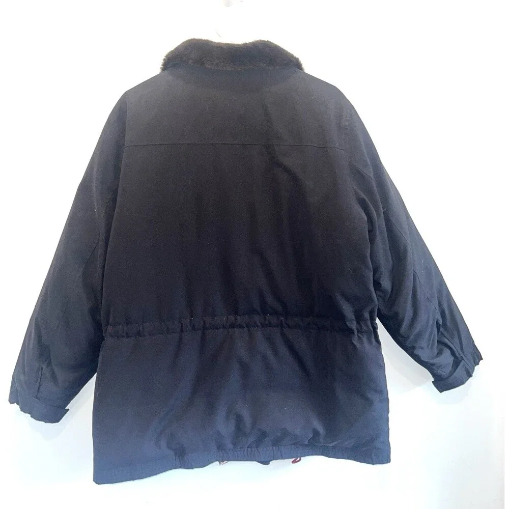 Ralph Lauren Polo LRL Annex Faux Fur-Trimmed Down Parka Ski Jacket Black Sz M